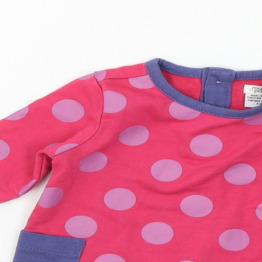 mamas & papas Girls Pink Polka Dot Jersey Basic T-Shirt Size 3-4 Years