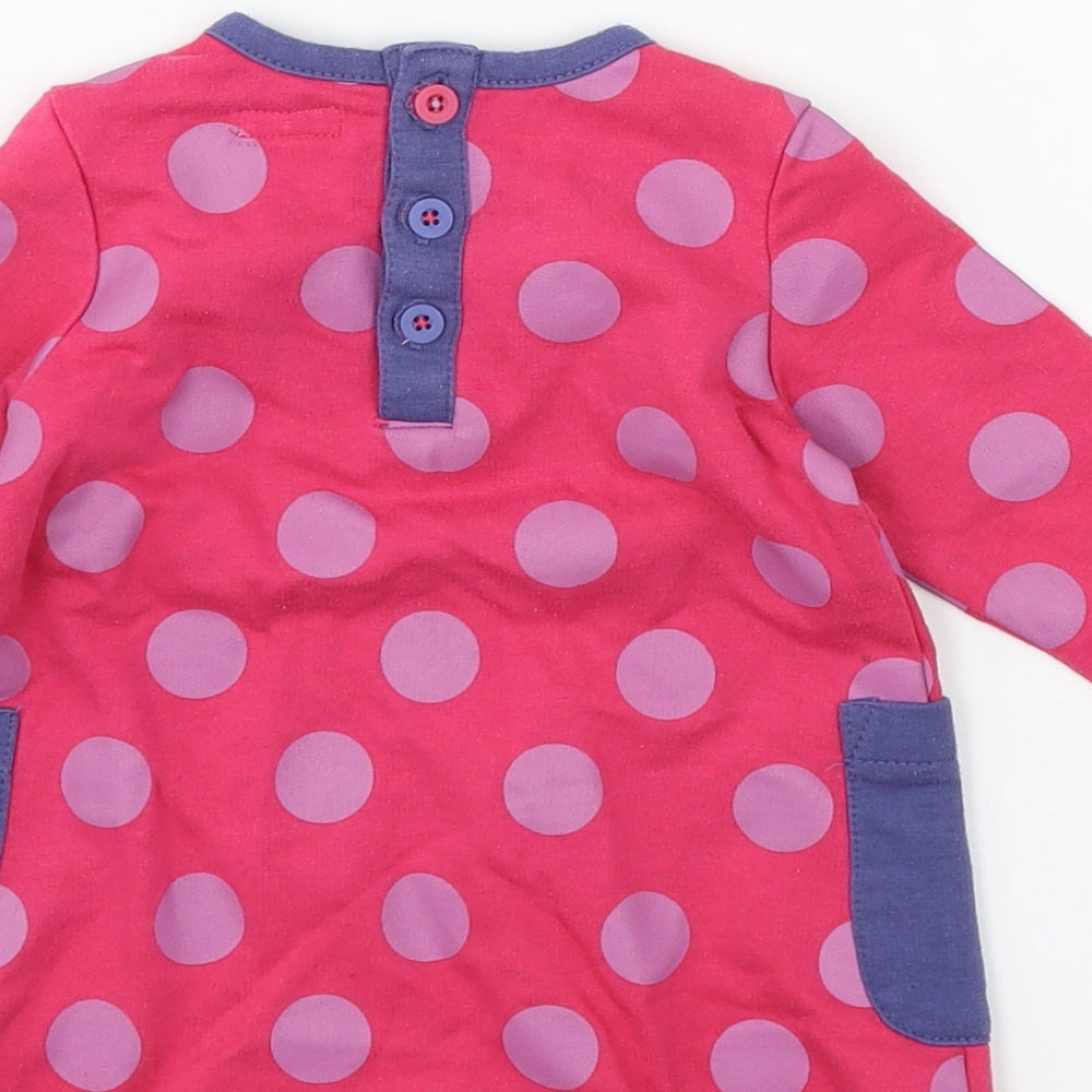 mamas & papas Girls Pink Polka Dot Jersey Basic T-Shirt Size 3-4 Years