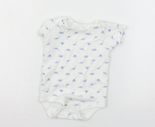 TU Baby White Geometric Jersey Babygrow One-Piece Size 12-18 Months  - DInosaur