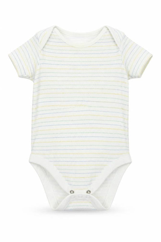 F&F Baby Multicoloured Striped Jersey Babygrow One-Piece Size 9-12 Months