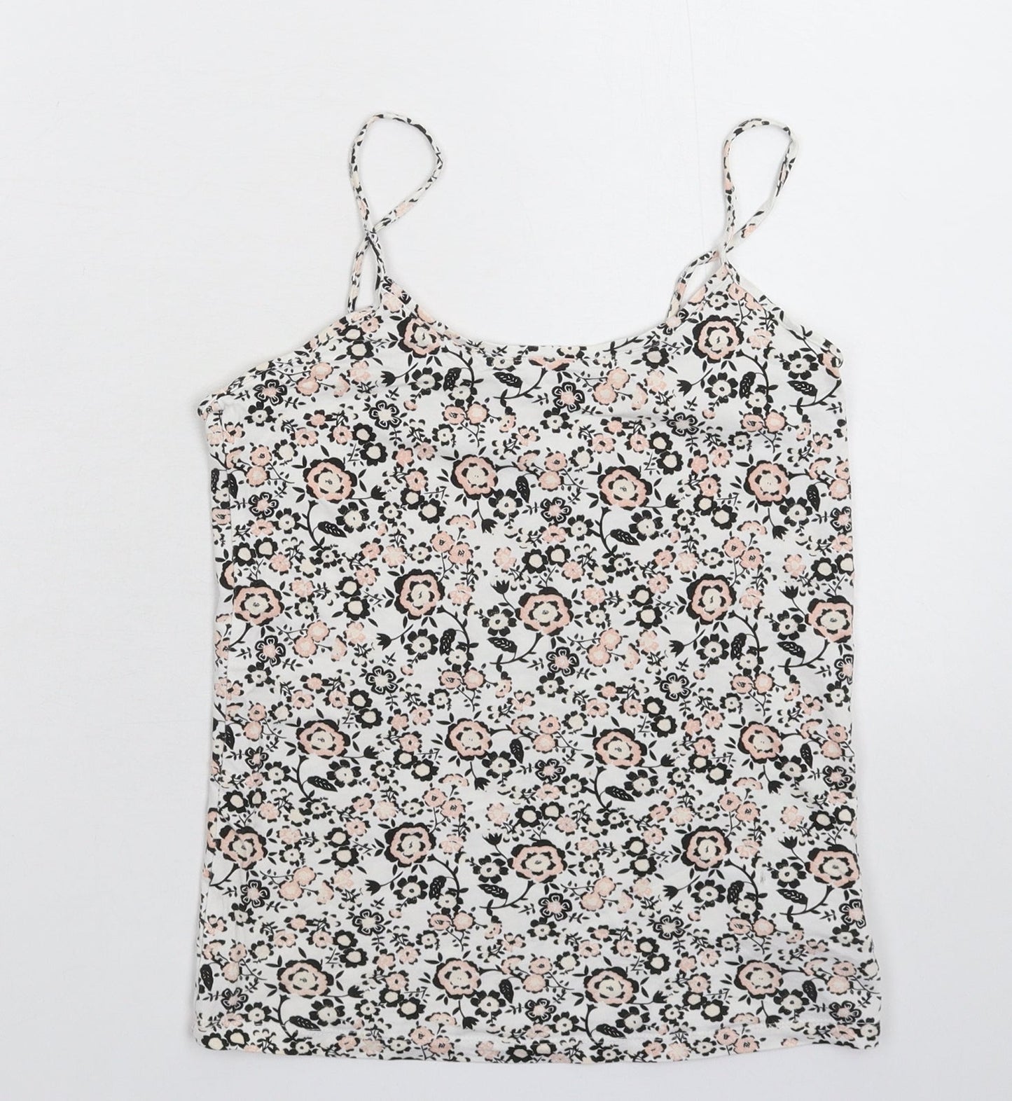 Peacocks Womens White Floral  Basic Tank Size 10