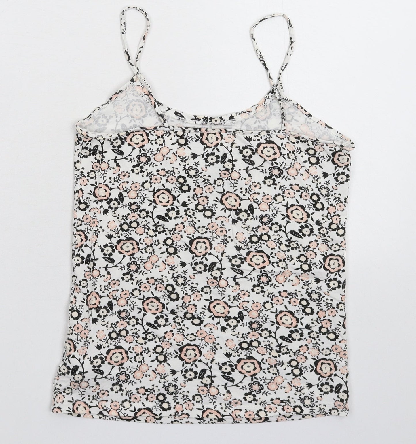 Peacocks Womens White Floral  Basic Tank Size 10