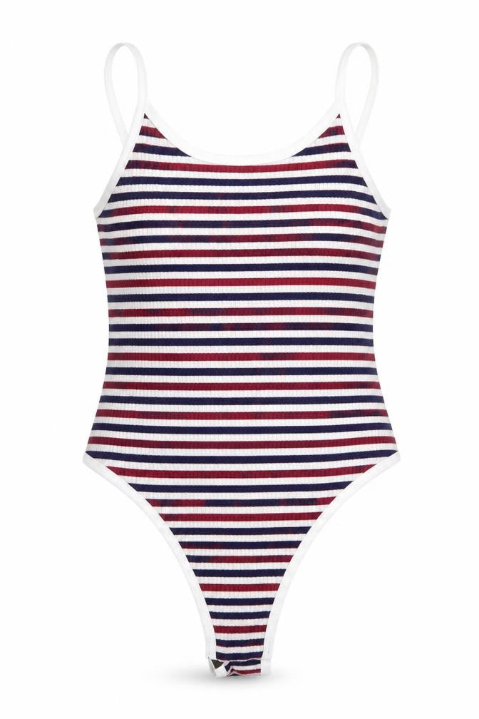 Preworn Womens Multicoloured Striped  Bodysuit One-Piece Size S
