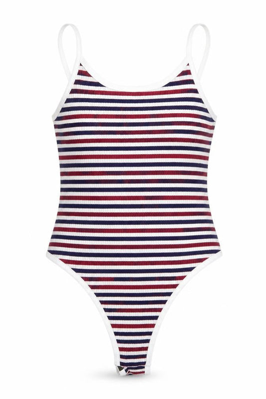 Womens Multicoloured Striped  Bodysuit One-Piece Size S