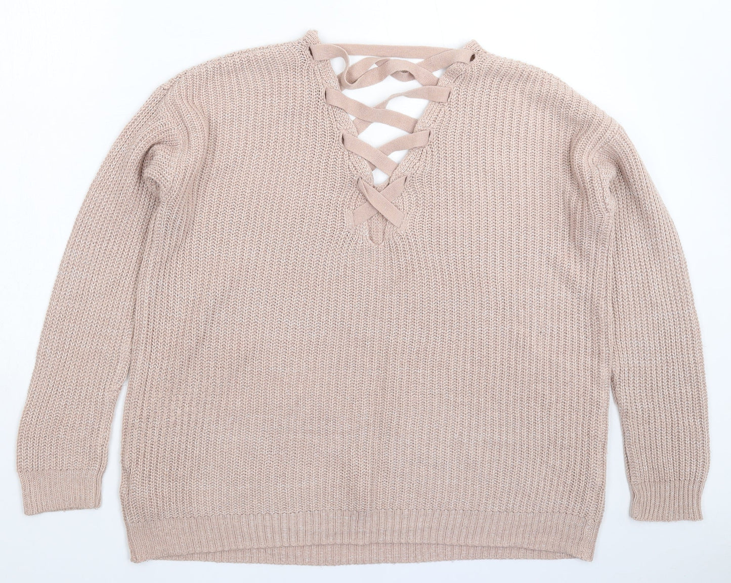 Peacocks Womens Pink  Knit Pullover Jumper Size S  - Oversized
