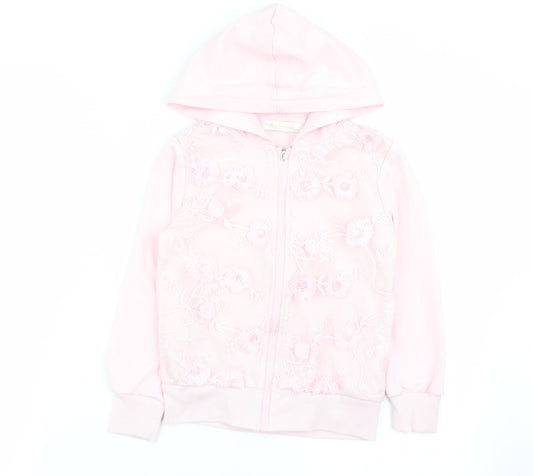 happy house Girls Pink Floral  Full Zip Jumper Size 6-7 Years