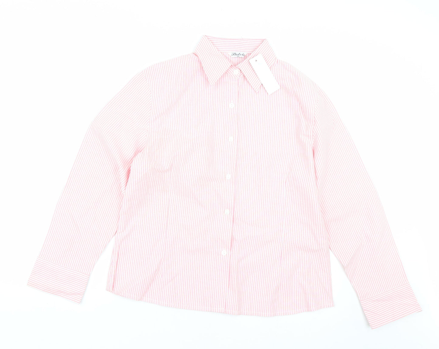 Boteli Womens Pink Striped  Basic Button-Up Size 2XL