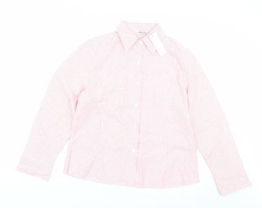 Boteli Womens Pink Striped  Basic Button-Up Size 2XL