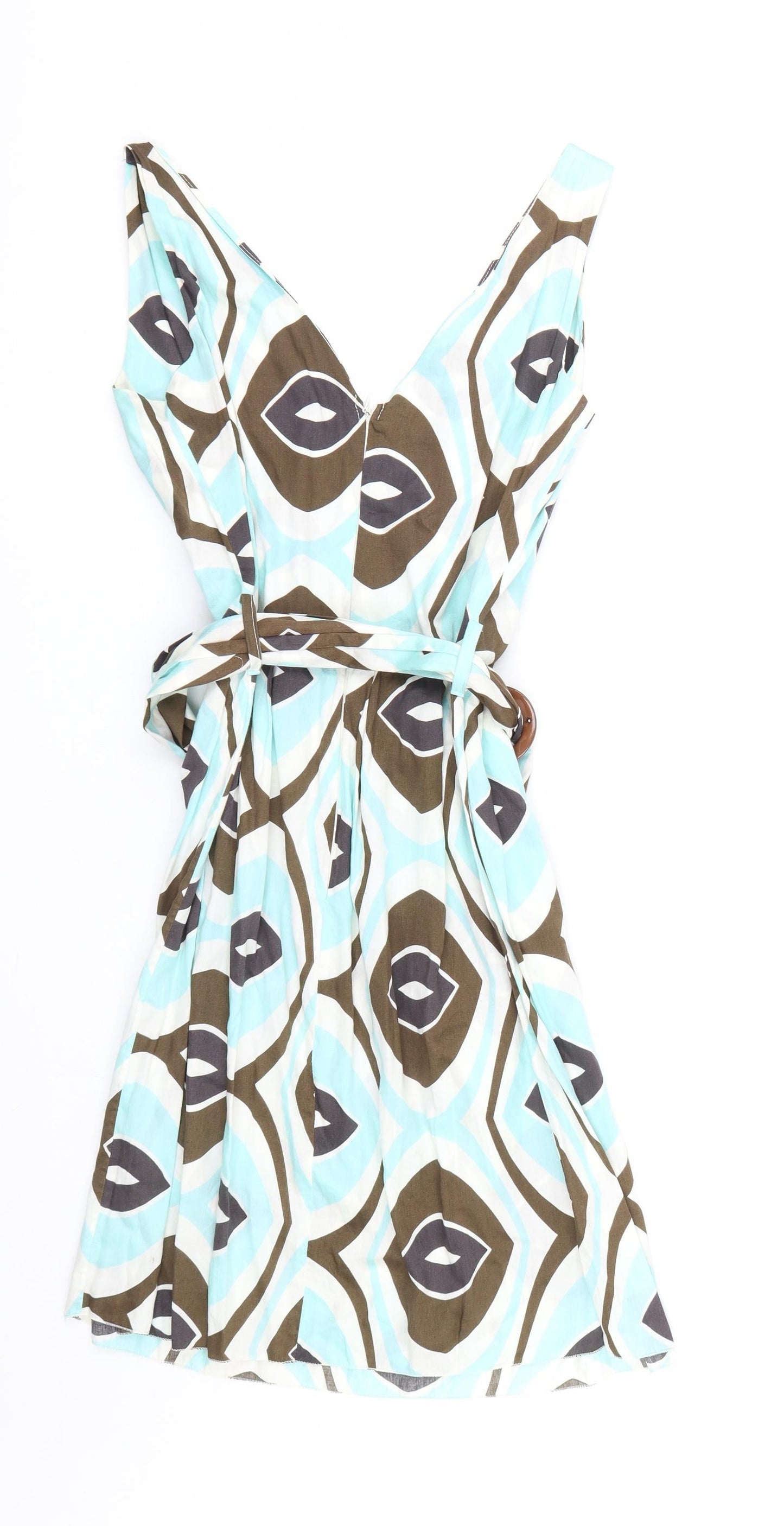 Dis moi Womens Blue Geometric  A-Line  Size S