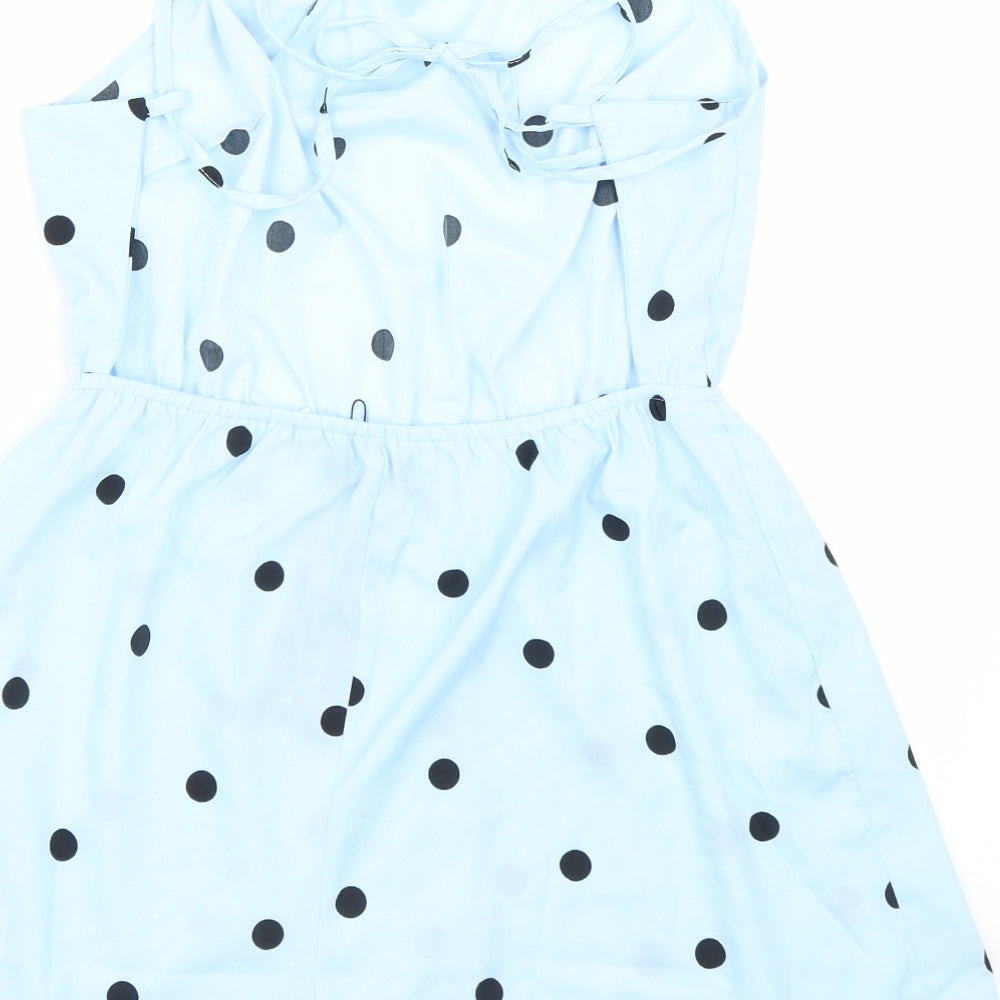 Boohoo Womens Blue Polka Dot  Jumpsuit One-Piece Size 10