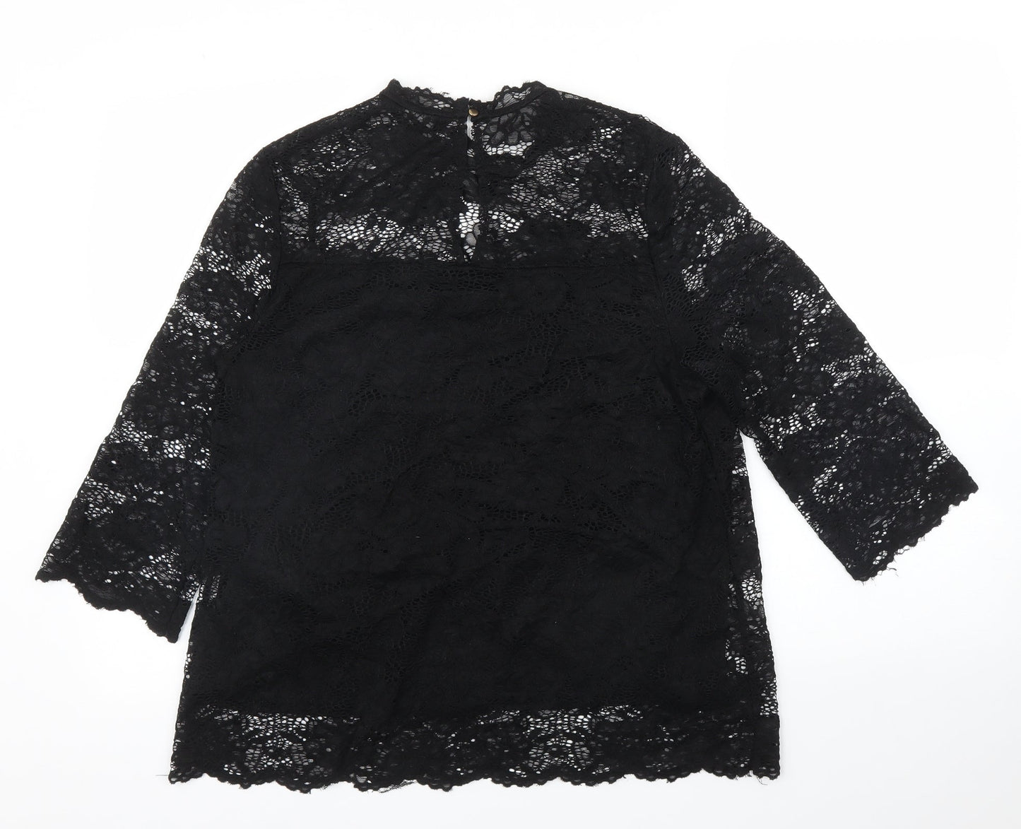 F&F Womens Black Floral  Basic Blouse Size 12