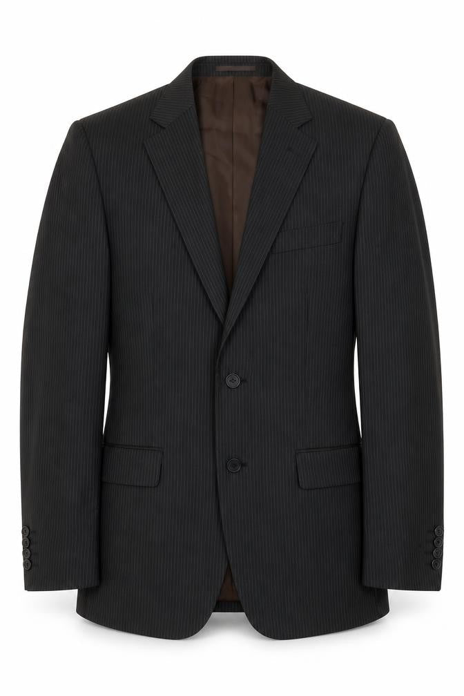 Milan Mens Black Striped  Jacket Suit Jacket Size 36