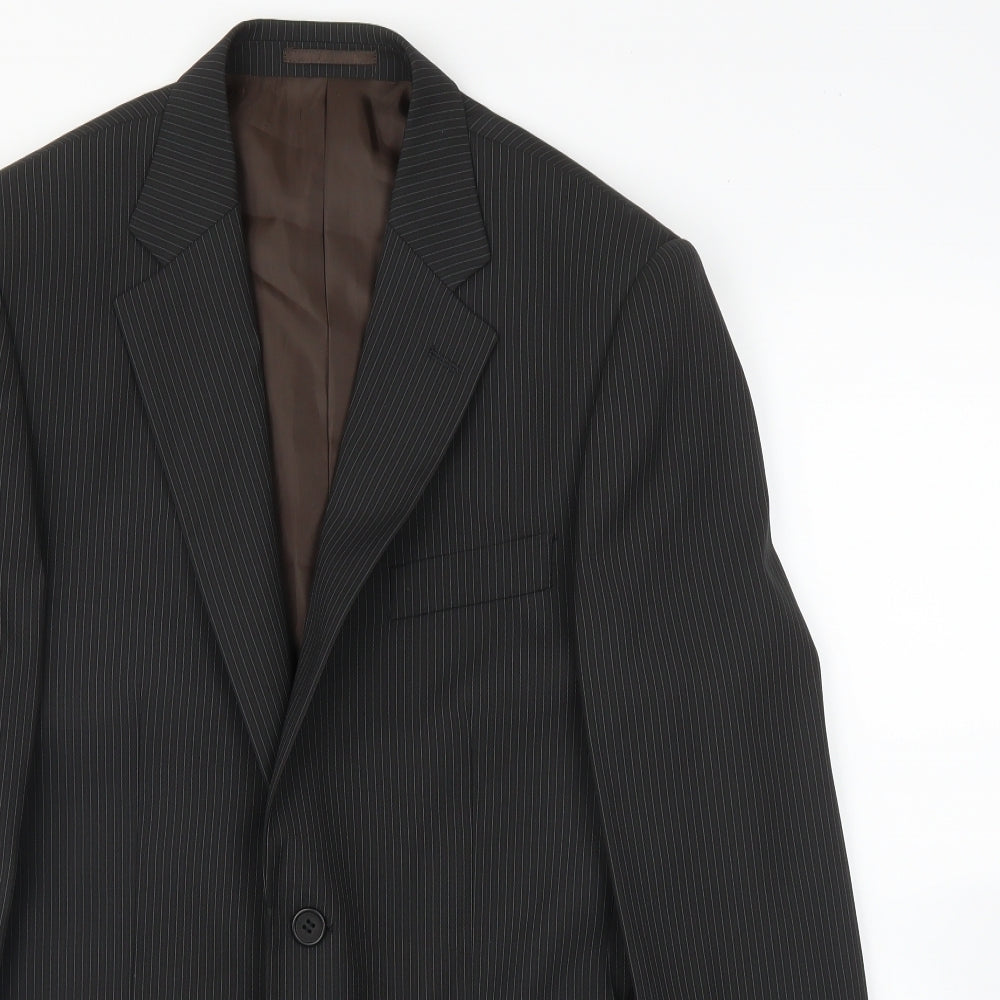 Milan Mens Black Striped  Jacket Suit Jacket Size 36