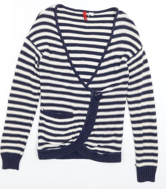 Divided Womens Blue Striped  Cardigan Jumper Size 12
