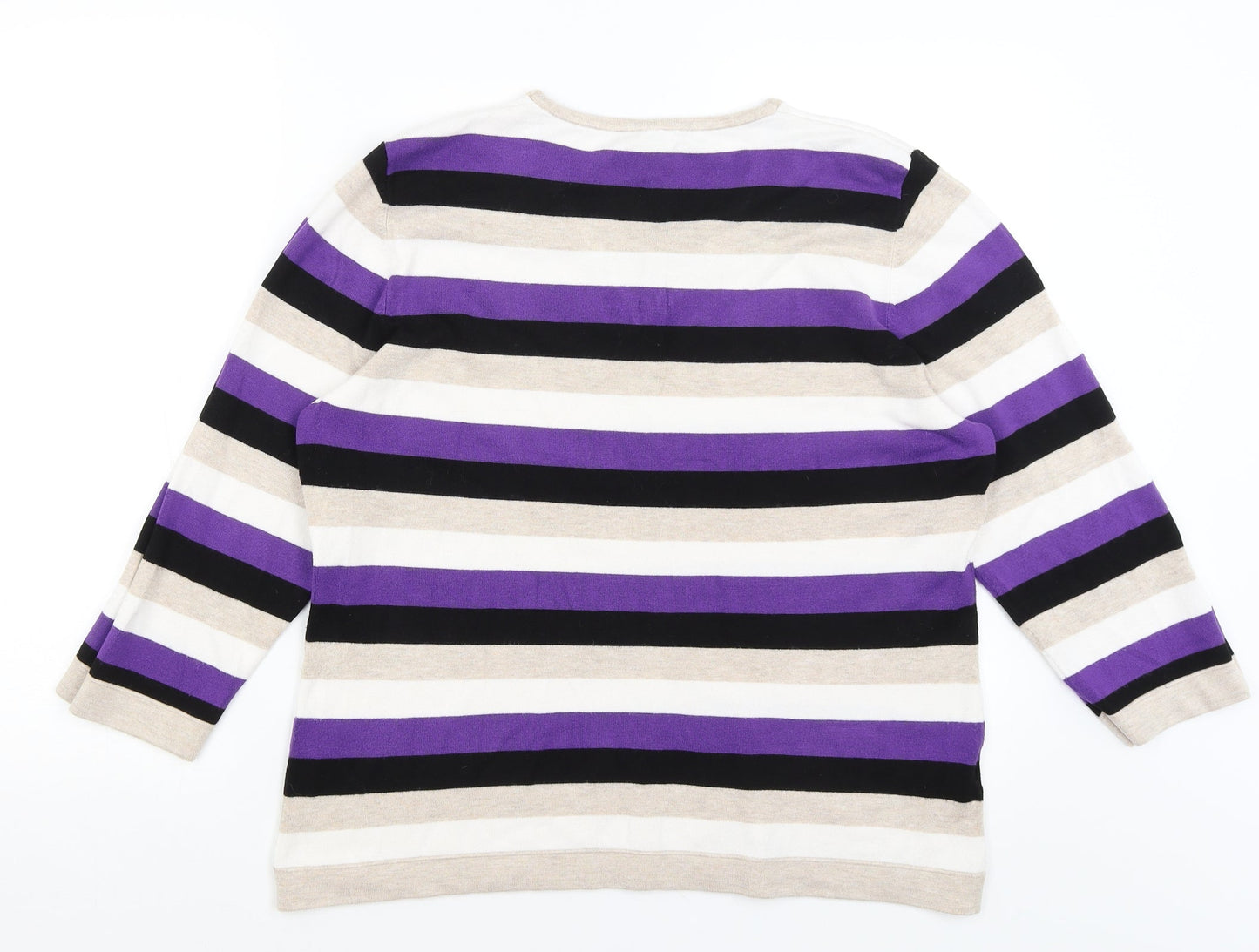 CC Womens Beige Striped  Pullover Jumper Size XL