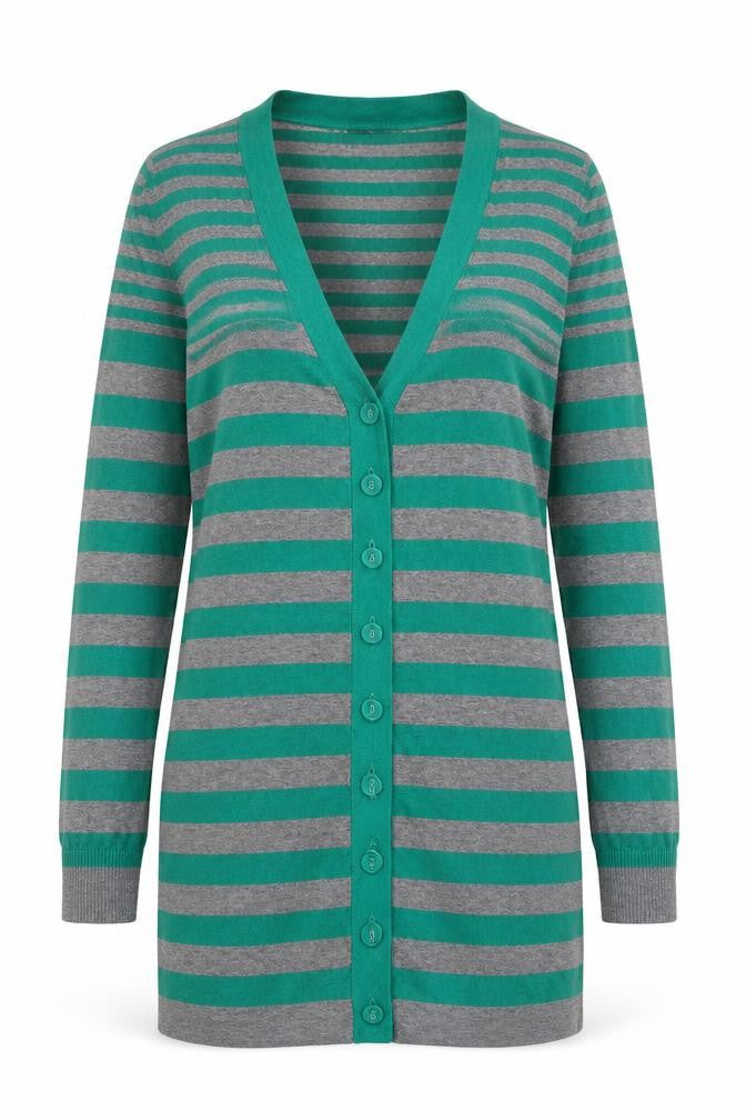 NEXT Womens Green Striped  Cardigan Jumper Size 8