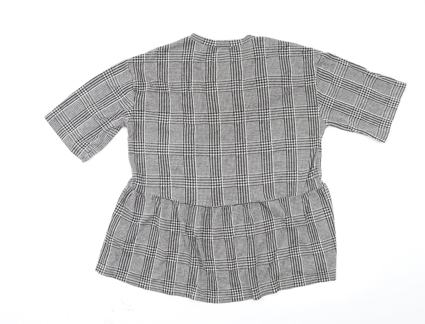 Zara Trafaluc Womens Grey Check  Basic Blouse Size S