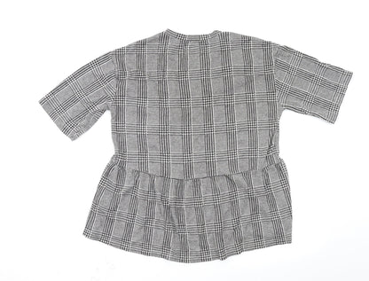 Zara Trafaluc Womens Grey Check  Basic Blouse Size S