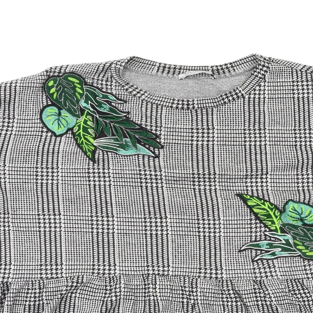 Zara Trafaluc Womens Grey Check  Basic Blouse Size S