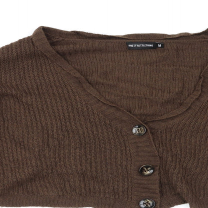 PRETTYLITTLETHING Womens Brown   Cardigan Jumper Size M