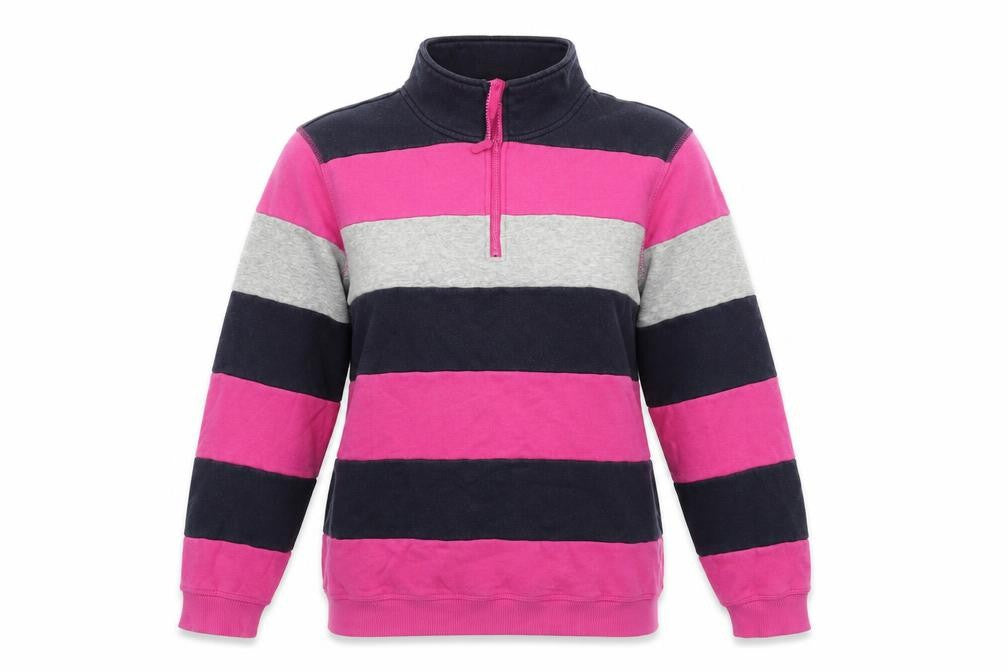 Cotton Traders  Womens Pink Striped  Henley Jumper Size 6