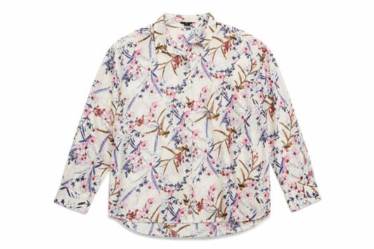 H&M Womens Ivory Floral  Basic Button-Up Size 38