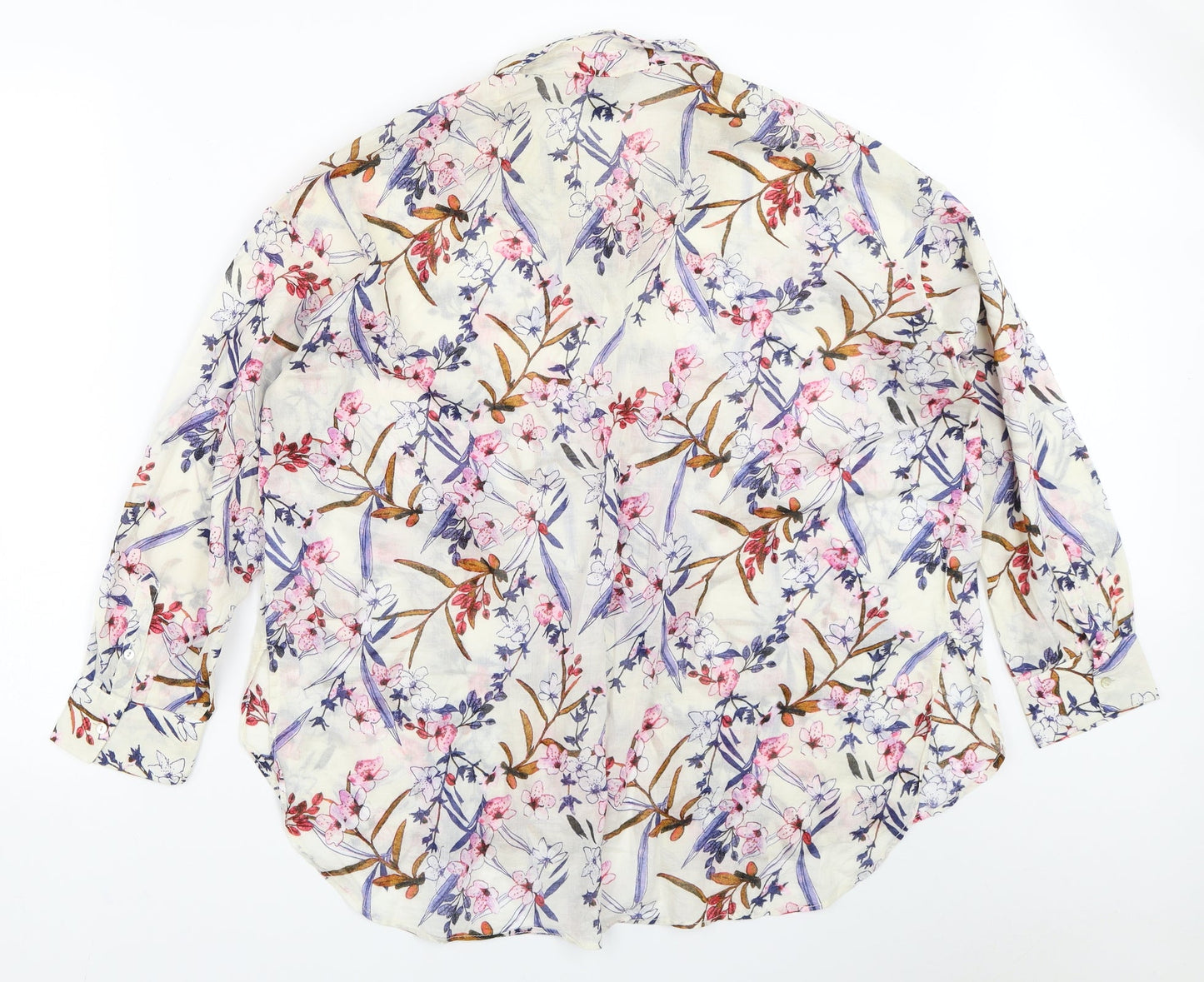 H&M Womens Ivory Floral  Basic Button-Up Size 38