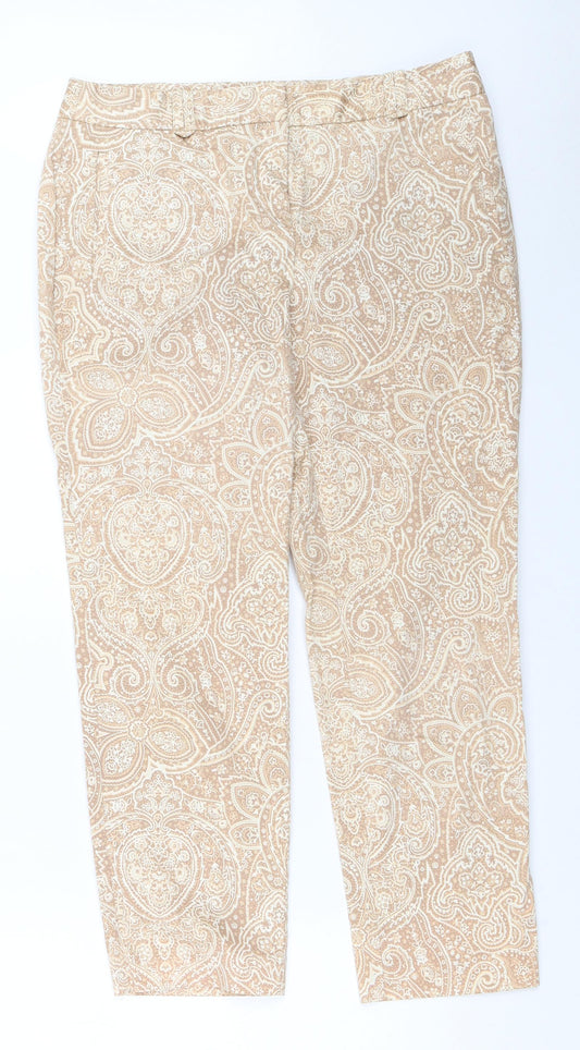 Charter Club Womens Beige Geometric  Capri Trousers Size 10 L26 in