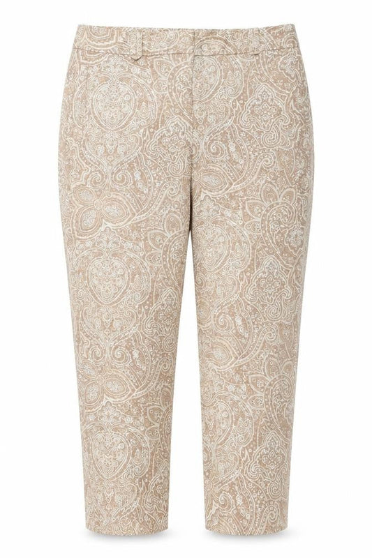 Charter Club Womens Beige Geometric  Capri Trousers Size 10 L26 in