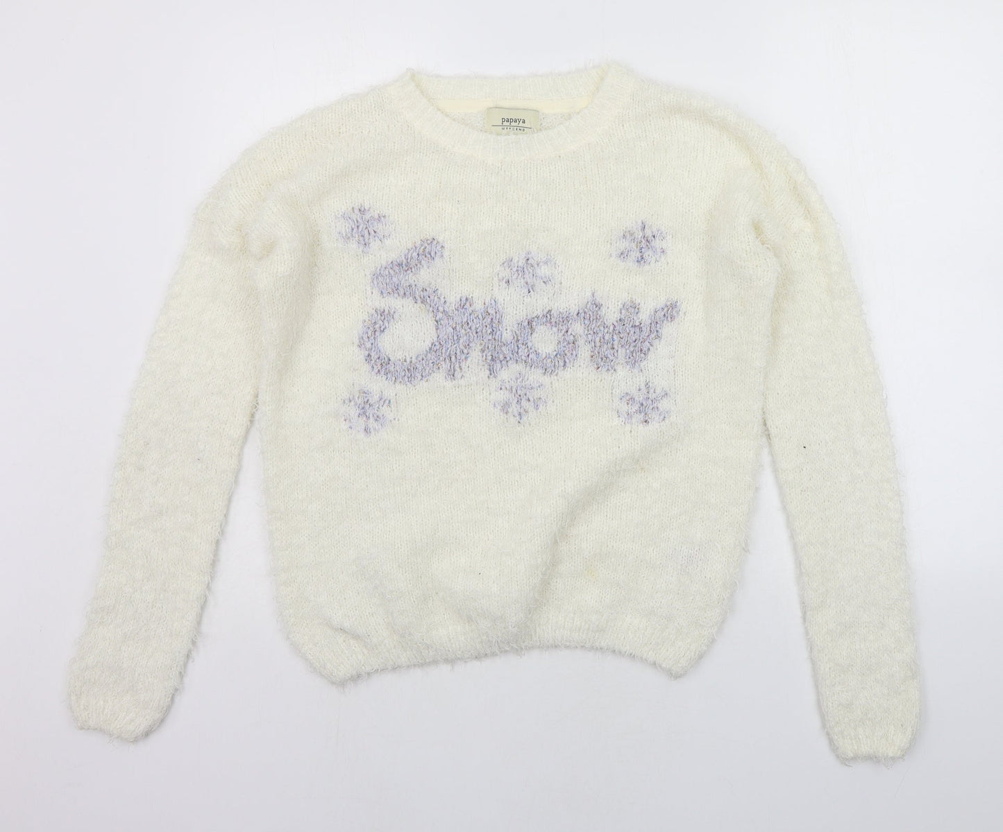 Papaya Womens White   Pullover Jumper Size M