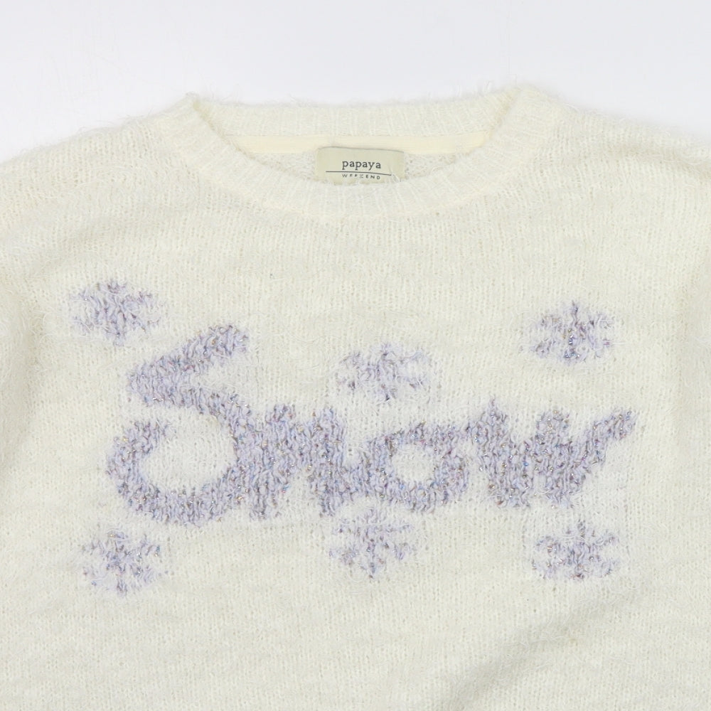 Papaya Womens White   Pullover Jumper Size M