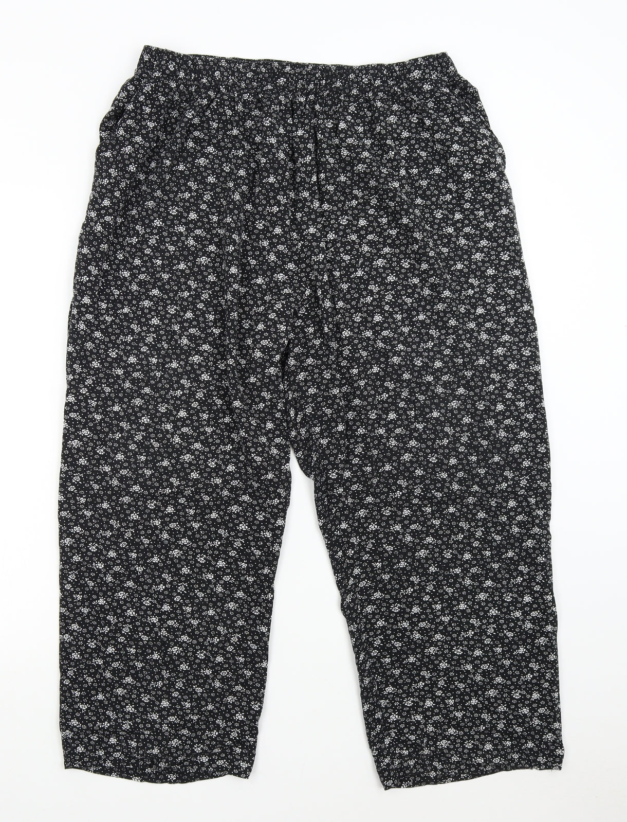Emma Collection Womens Black Floral  Trousers  Size XL L23 in