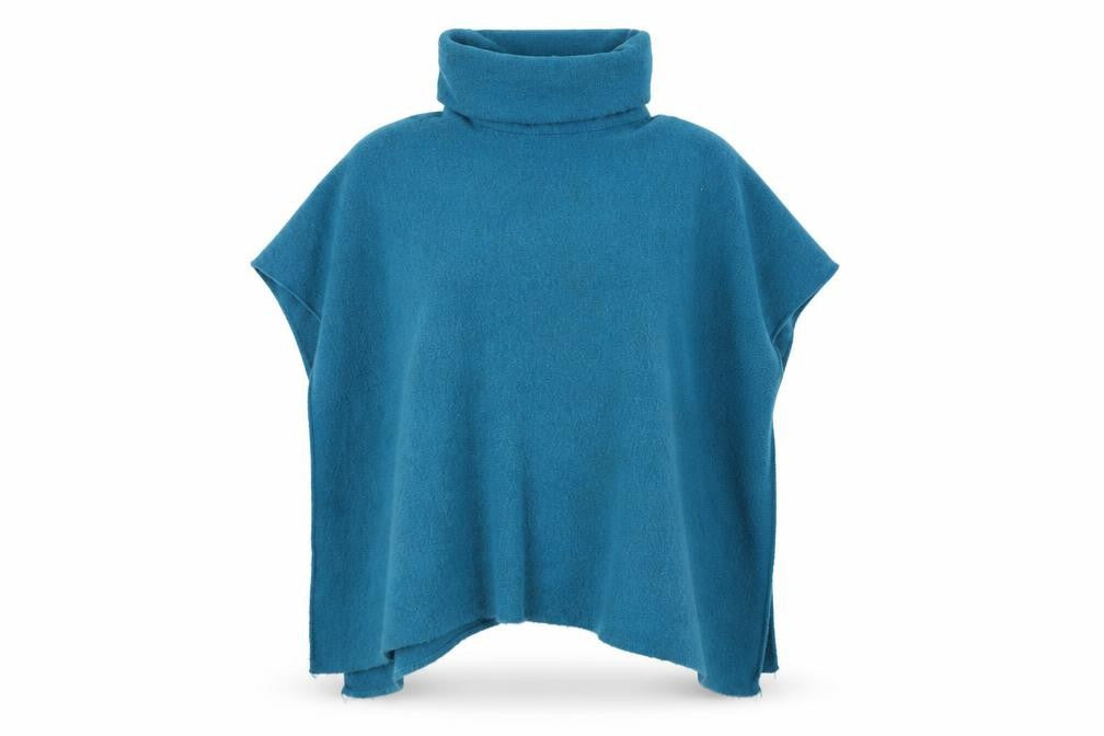 Pomodoro Womens Blue  Knit Jacket Poncho One Size