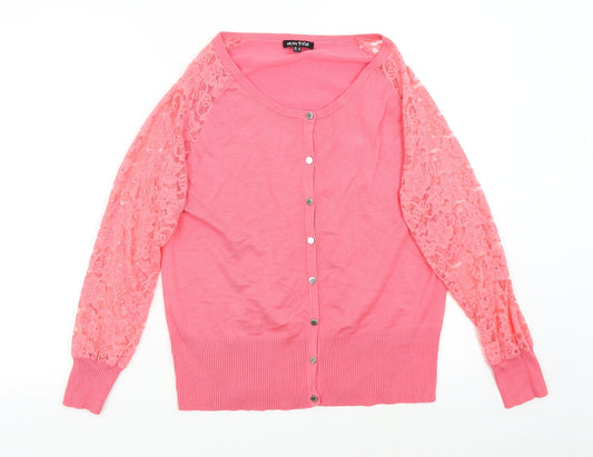 Marble Womens Pink  Knit Cardigan Jumper Size M  - Lace Sleeves