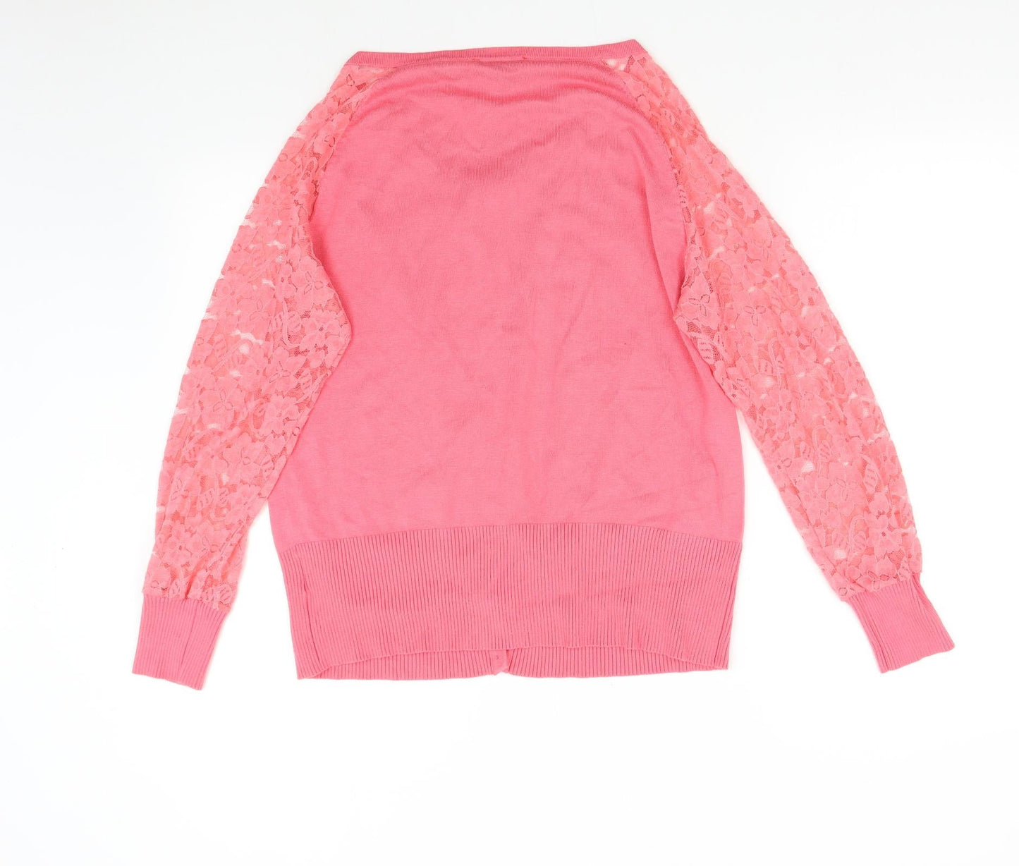 Marble Womens Pink  Knit Cardigan Jumper Size M  - Lace Sleeves
