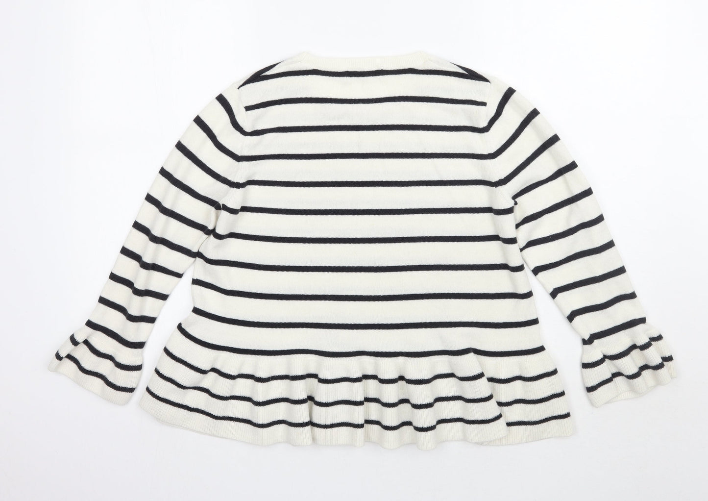 Per Una Womens White Striped  Pullover Jumper Size 14