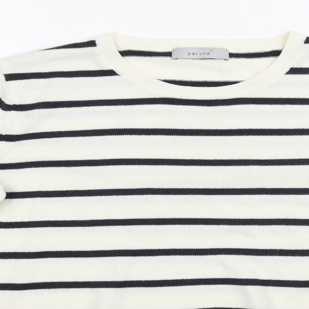 Per Una Womens White Striped  Pullover Jumper Size 14