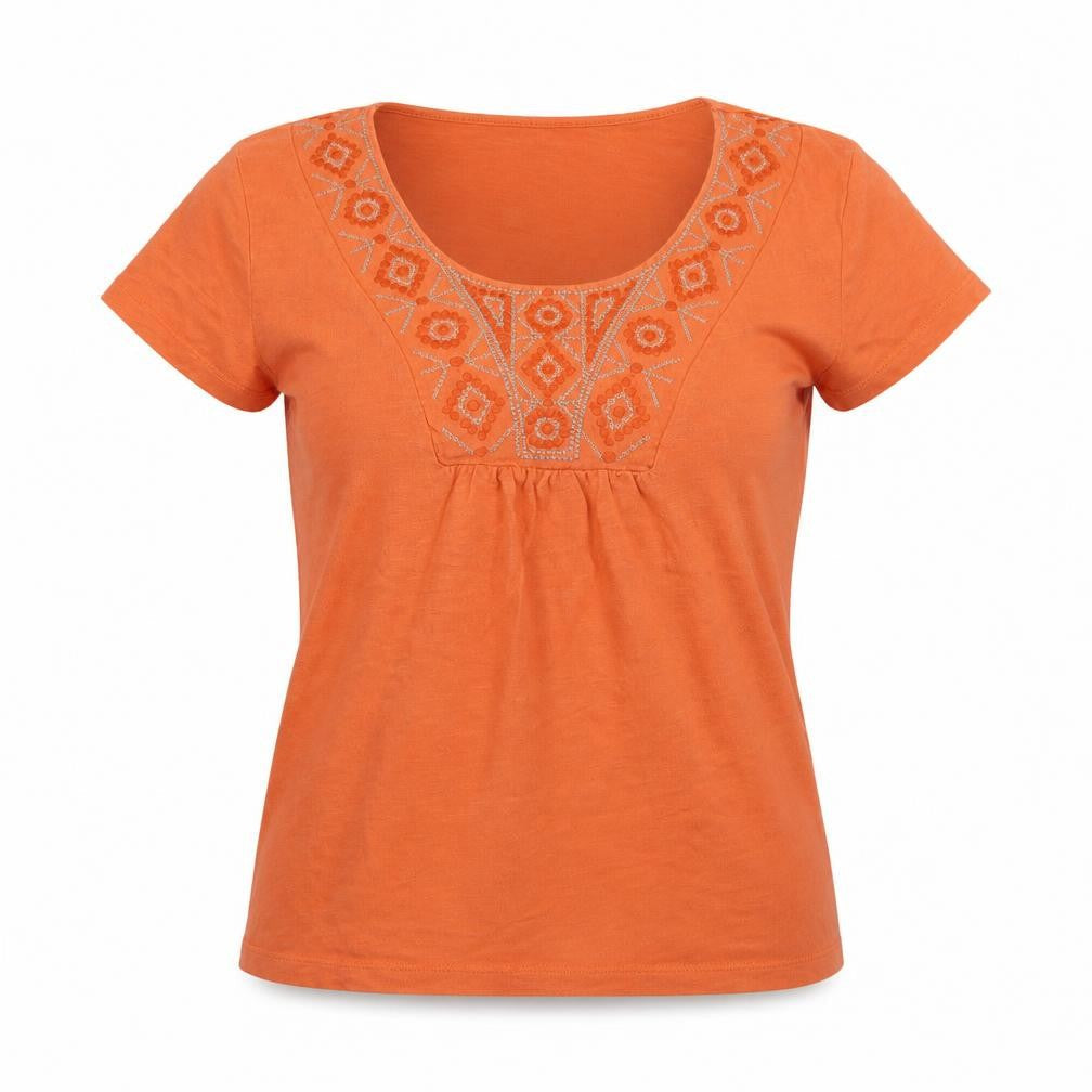 St johns bay Womens Pink Geometric  Basic T-Shirt Size S