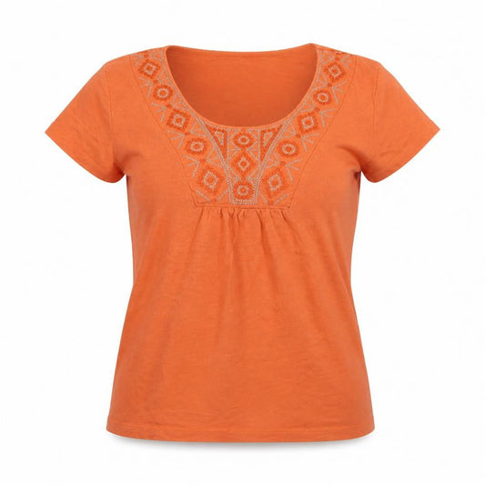 St johns bay Womens Pink Geometric  Basic T-Shirt Size S