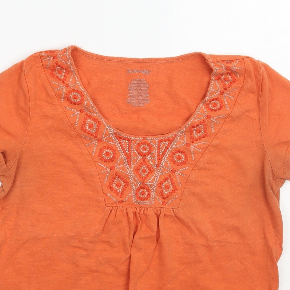 St johns bay Womens Pink Geometric  Basic T-Shirt Size S