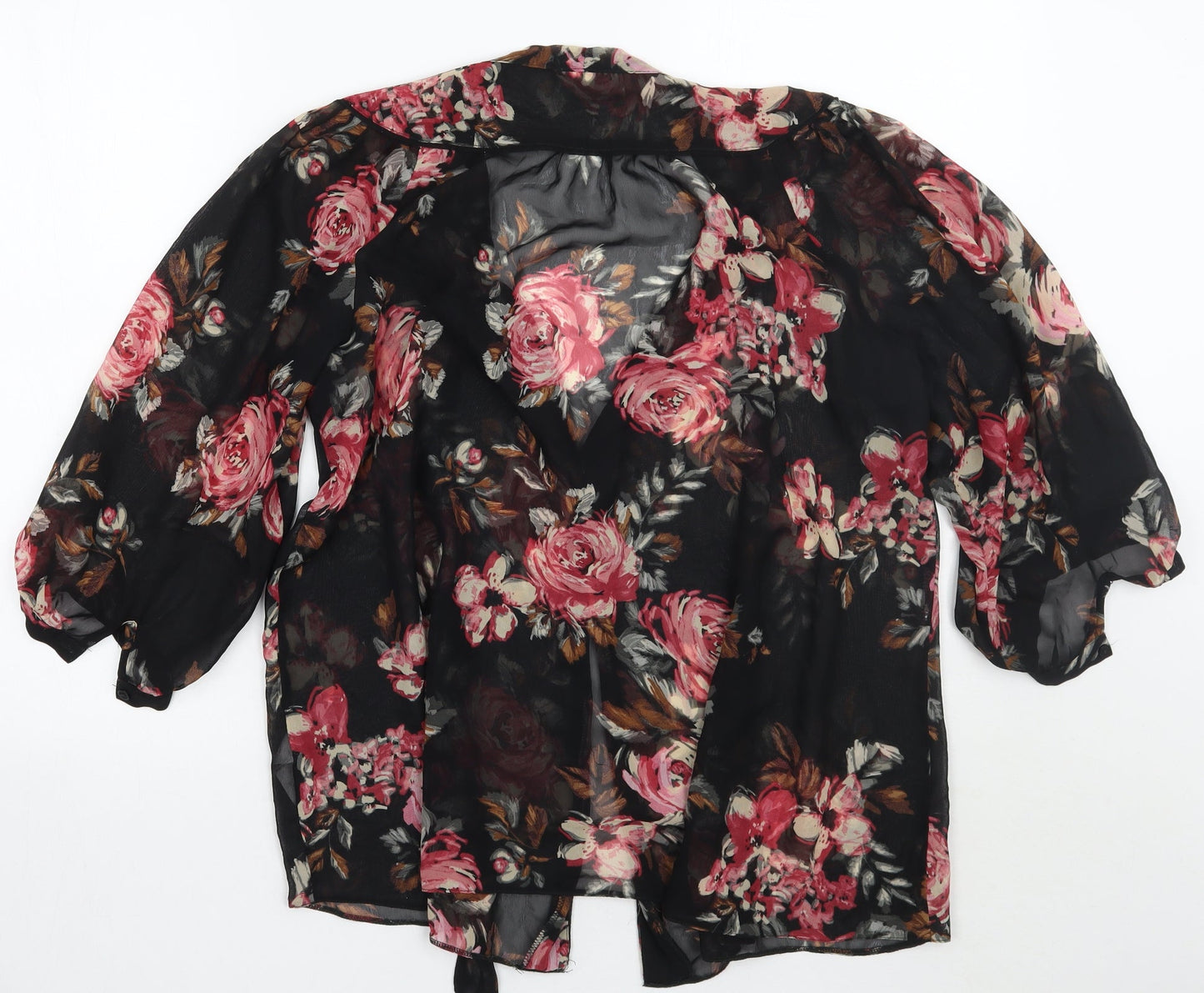 Wallis Womens Black Floral  Basic Button-Up Size S