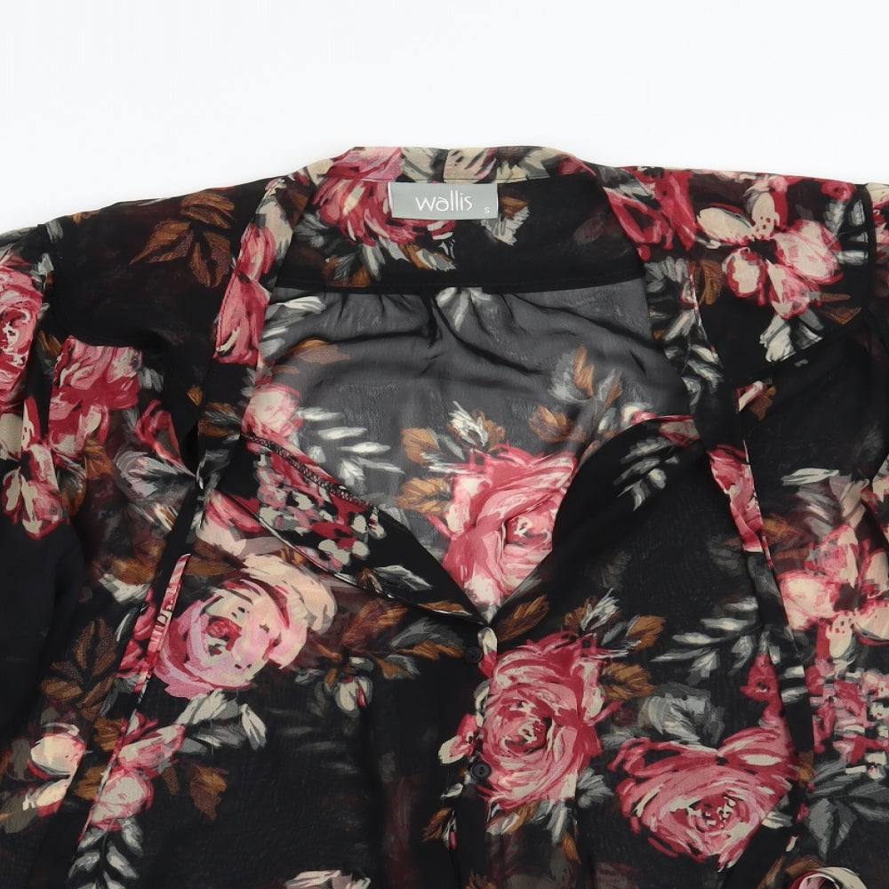 Wallis Womens Black Floral  Basic Button-Up Size S