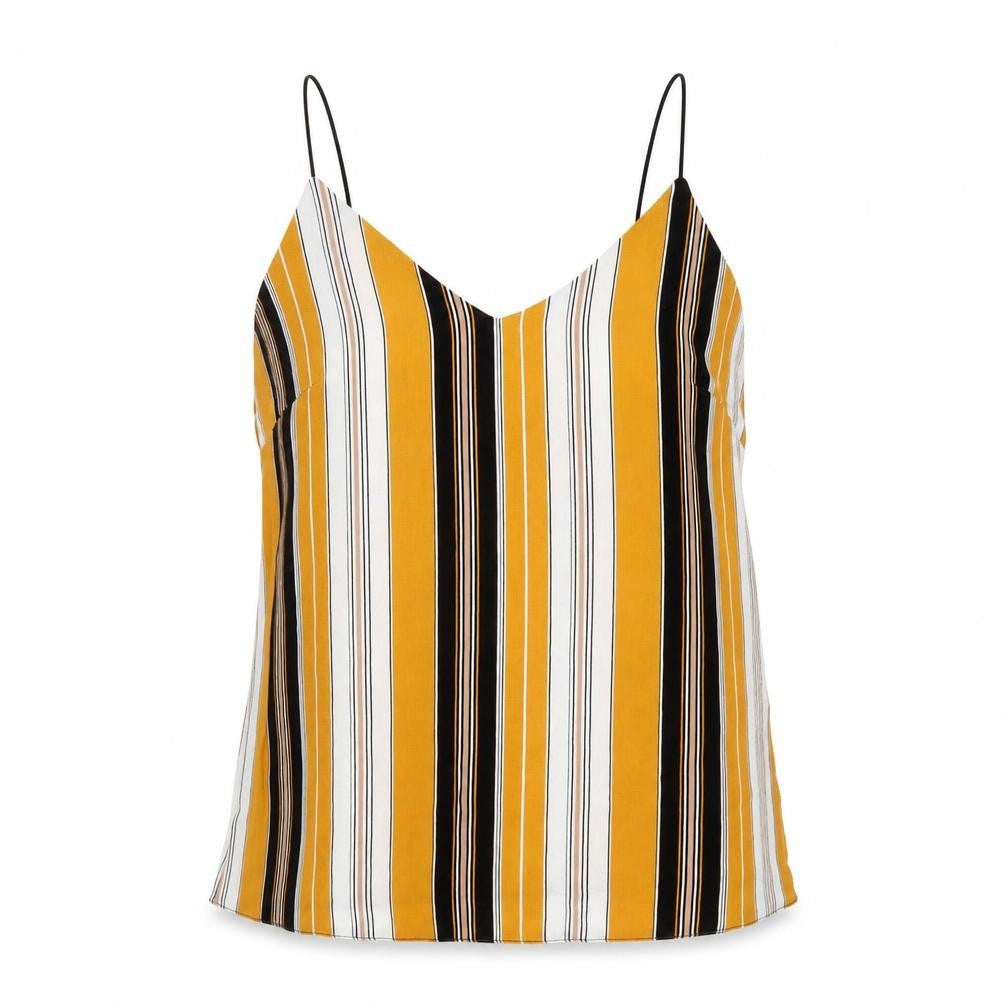 New Look Womens Yellow Striped  Basic Tank Size 8