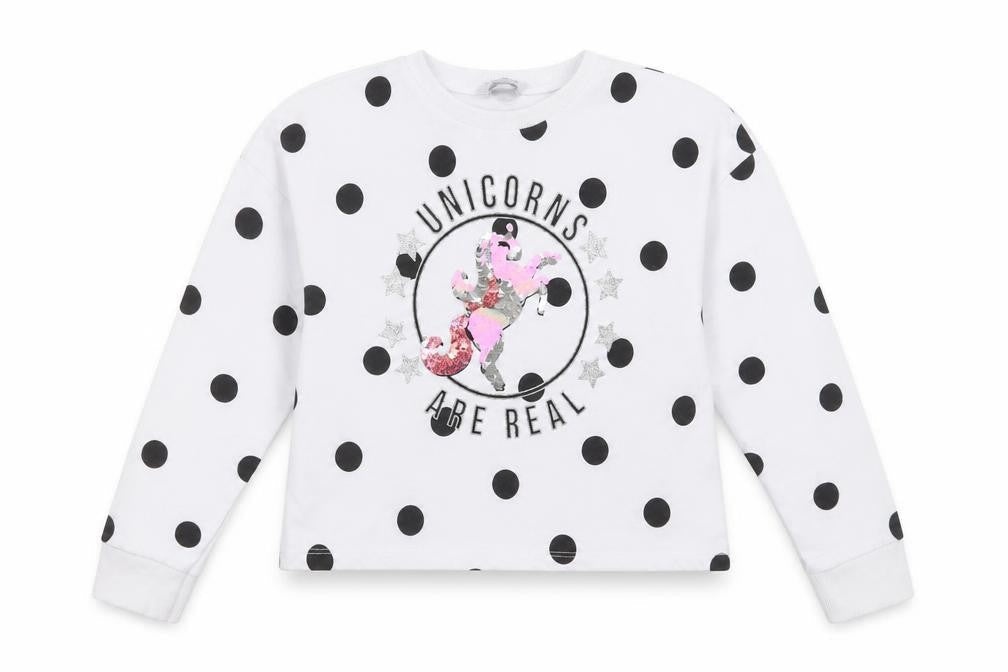 Primark Girls White Polka Dot  Pullover Sweatshirt Size 10 Years