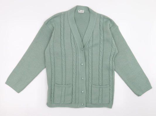 Etiquette Womens Green  Knit Cardigan Jumper Size M