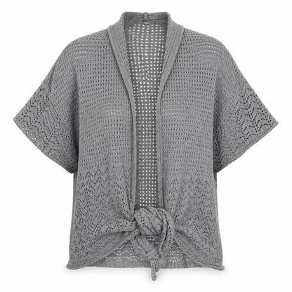 JW Womens Grey   Cardigan Jumper Size L  - open knit tie front