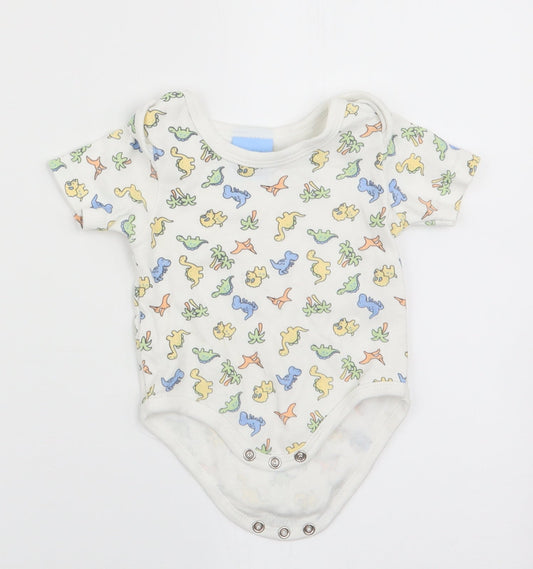Bebe Bonito Boys White Animal Print  Romper One-Piece Size 0-3 Months  - Dinasour Print