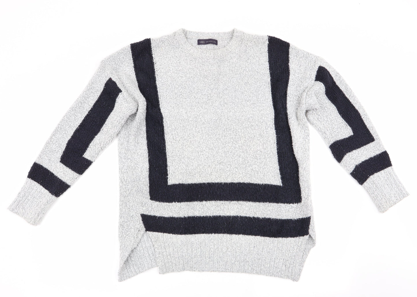 Marks and Spencer Womens Grey Geometric  Pullover Jumper Size M