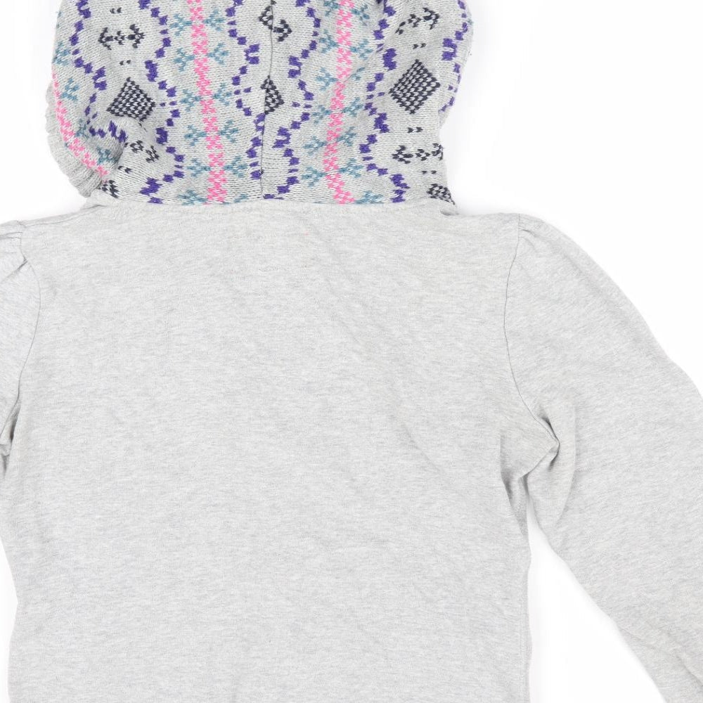 G Blend Womens Grey Geometric  Full Zip Hoodie Size XS  - Knitted hood and pockets