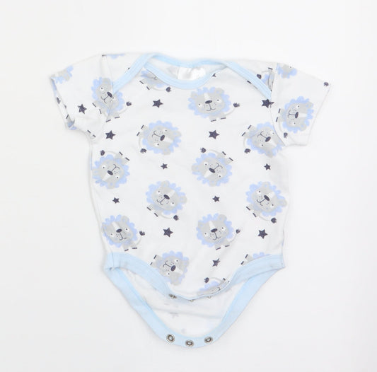 Moon & Stars Baby Blue Animal Print  Romper One-Piece Size 0-3 Months